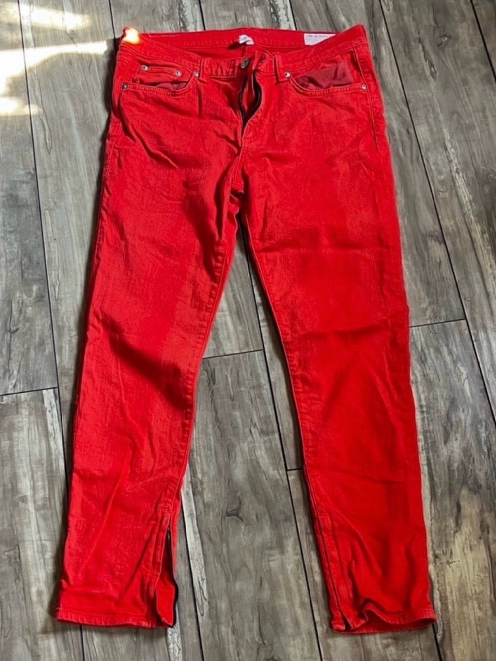 Rag & Bone Red Zipper Capri Jeans Size 30